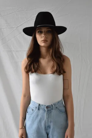 Wide Brim Fedora with Silver Chain