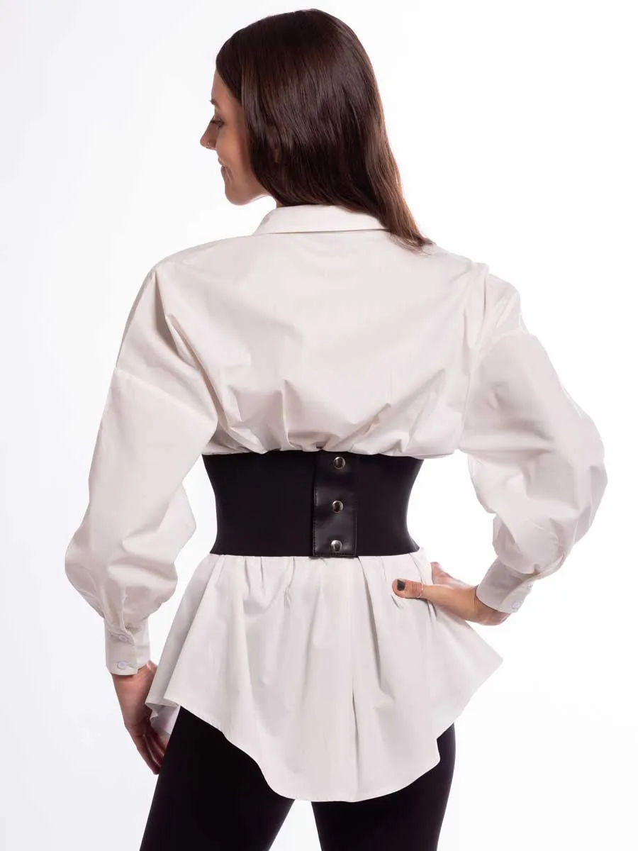 Wide Faux Leather Lacing Corset Belt with snaps : CB-920S
