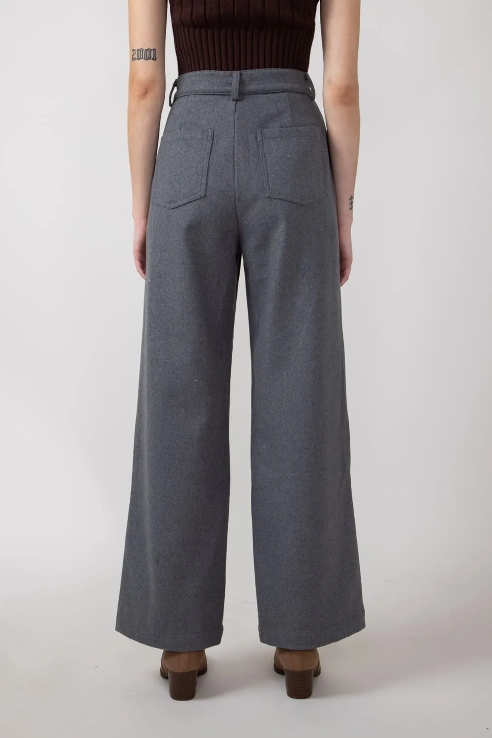 Wishlist Pleated Trouser Pants for Women in Charcoal | WL24-9194-CHARCOAL