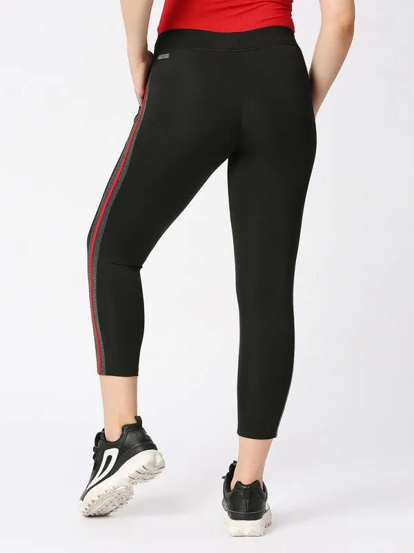 Women Black Solid Ankle Length Tights - BTR TRACK-BK