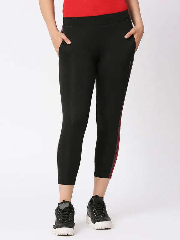 Women Black Solid Ankle Length Tights - BTR TRACK-BK