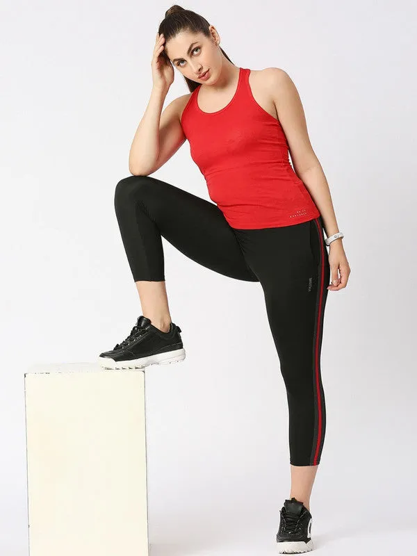 Women Black Solid Ankle Length Tights - BTR TRACK-BK