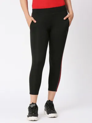 Women Black Solid Ankle Length Tights - BTR TRACK-BK