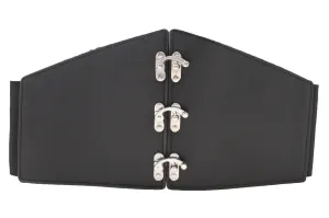 Women Black Wide Corset Belt Hip High Waist Wide Elastic Dressy Hook Size L XL XXL
