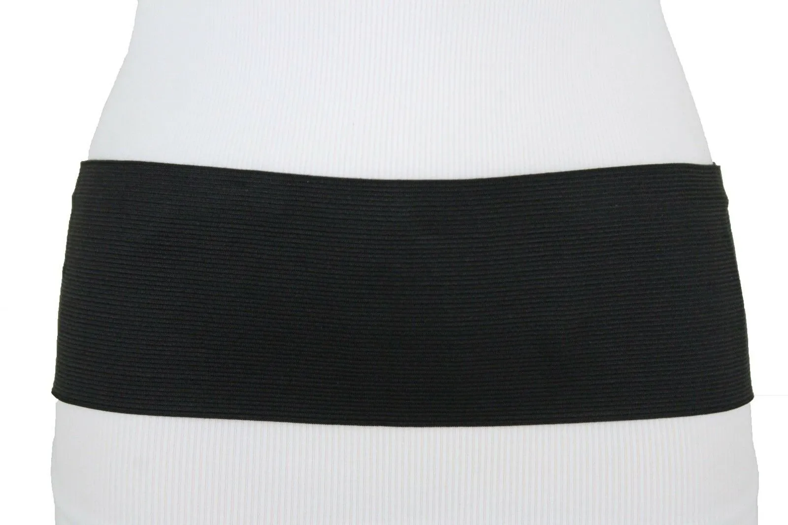 Women Black Wide Corset Belt Hip High Waist Wide Elastic Dressy Hook Size L XL XXL
