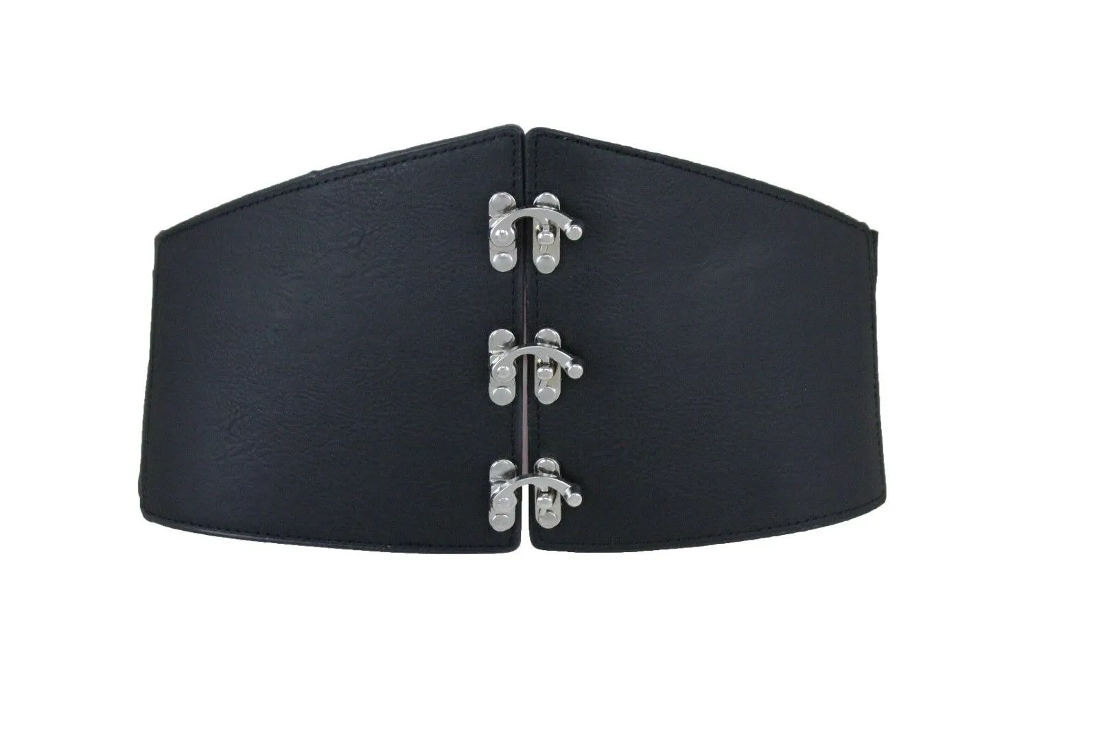 Women Black Wide Corset Belt Hip High Waist Wide Elastic Dressy Hook Size L XL XXL