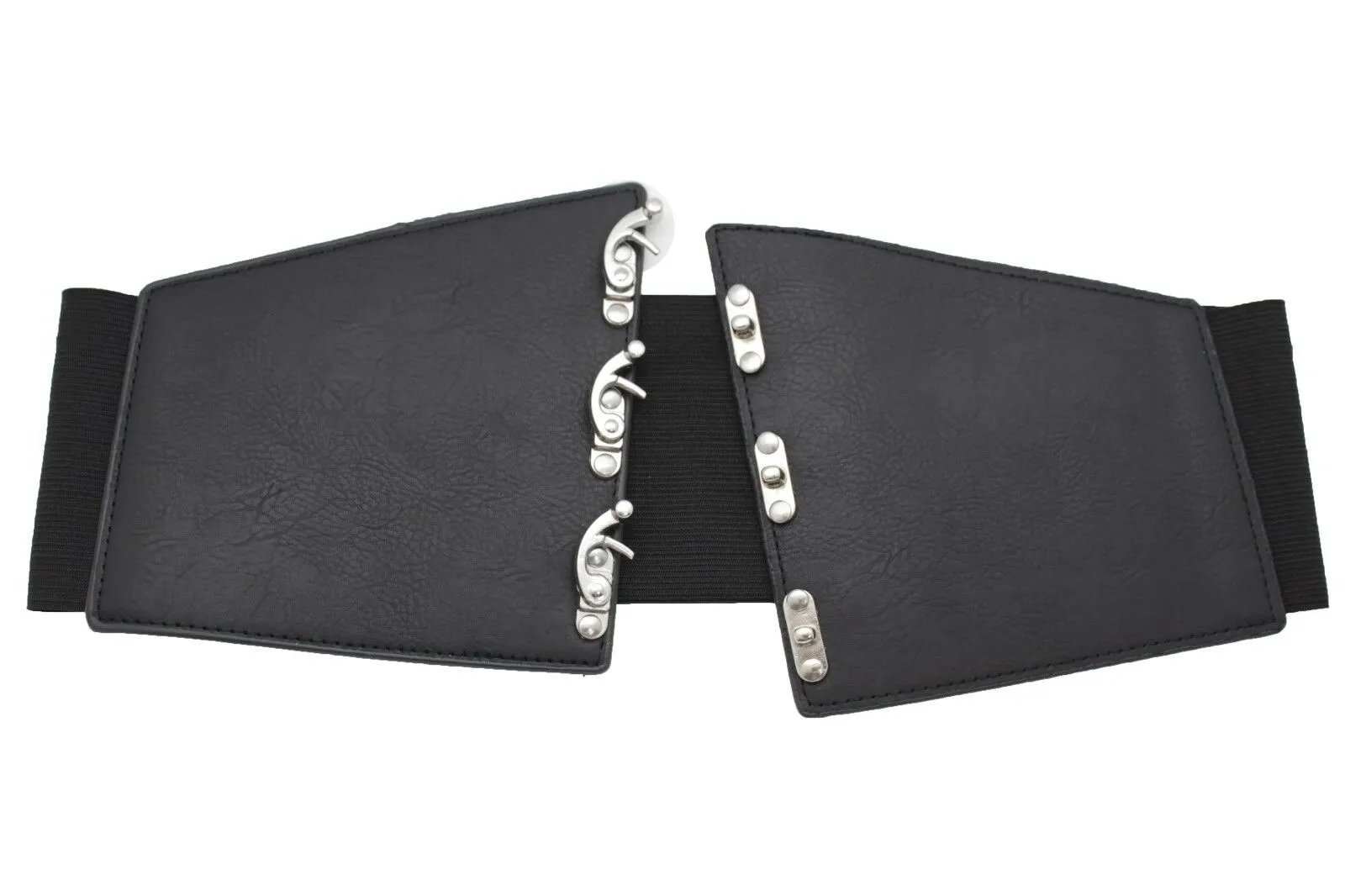 Women Black Wide Corset Belt Hip High Waist Wide Elastic Dressy Hook Size L XL XXL