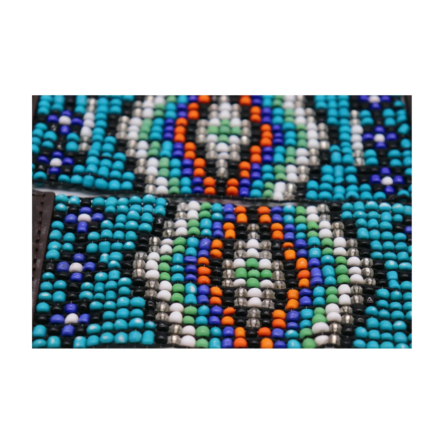 Women Blue Beads Elastic Ethnic Belt Brown Wood Buckle S M