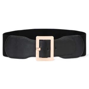 Women Dress Waist Belt Stretchy Elastic Vintage Belts for Dress with Metal Buckle Waistband Cosplay