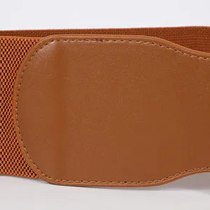 Women Dress Waist Belt Stretchy Elastic Vintage Belts for Dress with Metal Buckle Waistband Cosplay