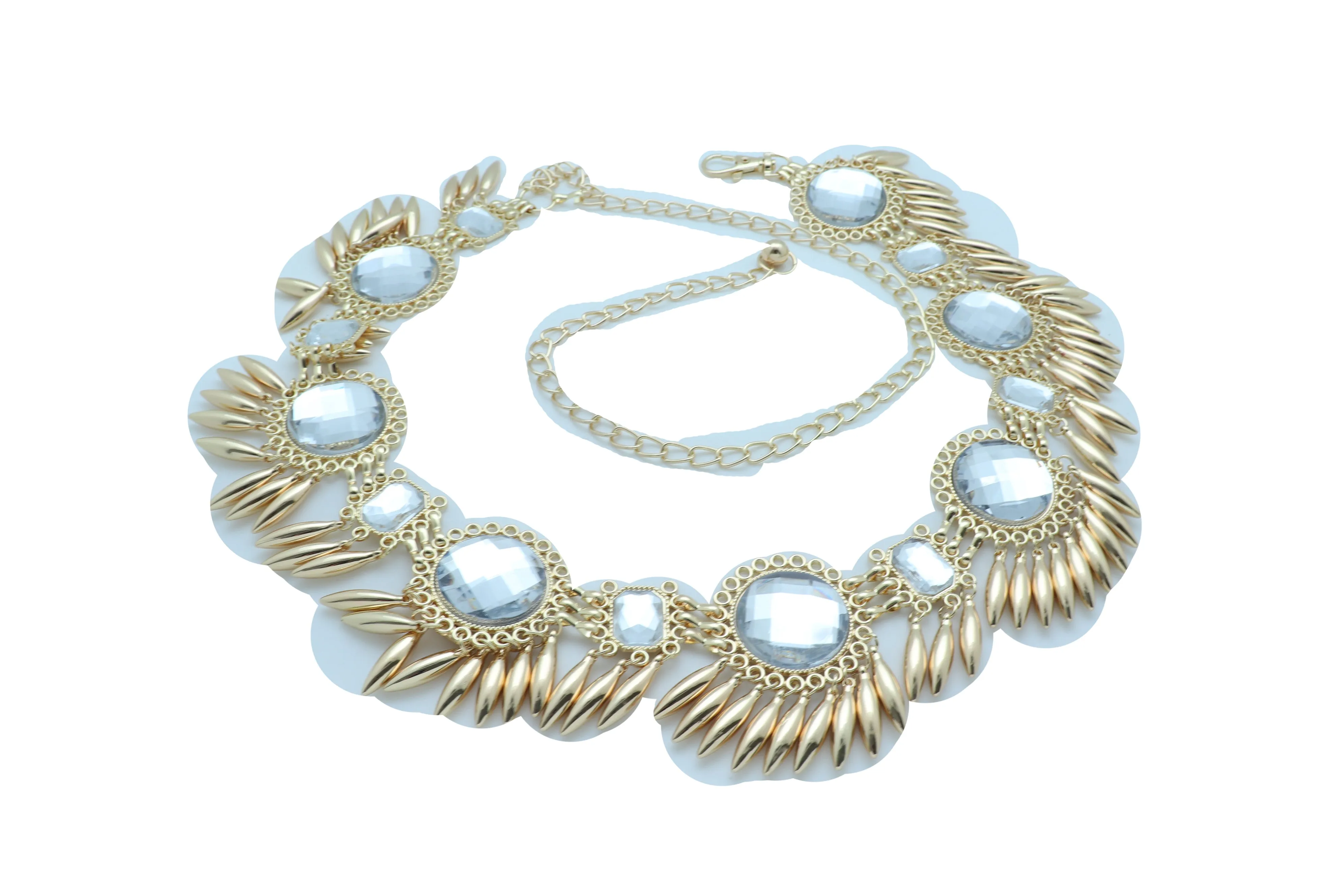 Women Fancy Elegant Fashion Belt Gold Metal Sun Flower Charm Hip High Waist Elegant Style Size S M