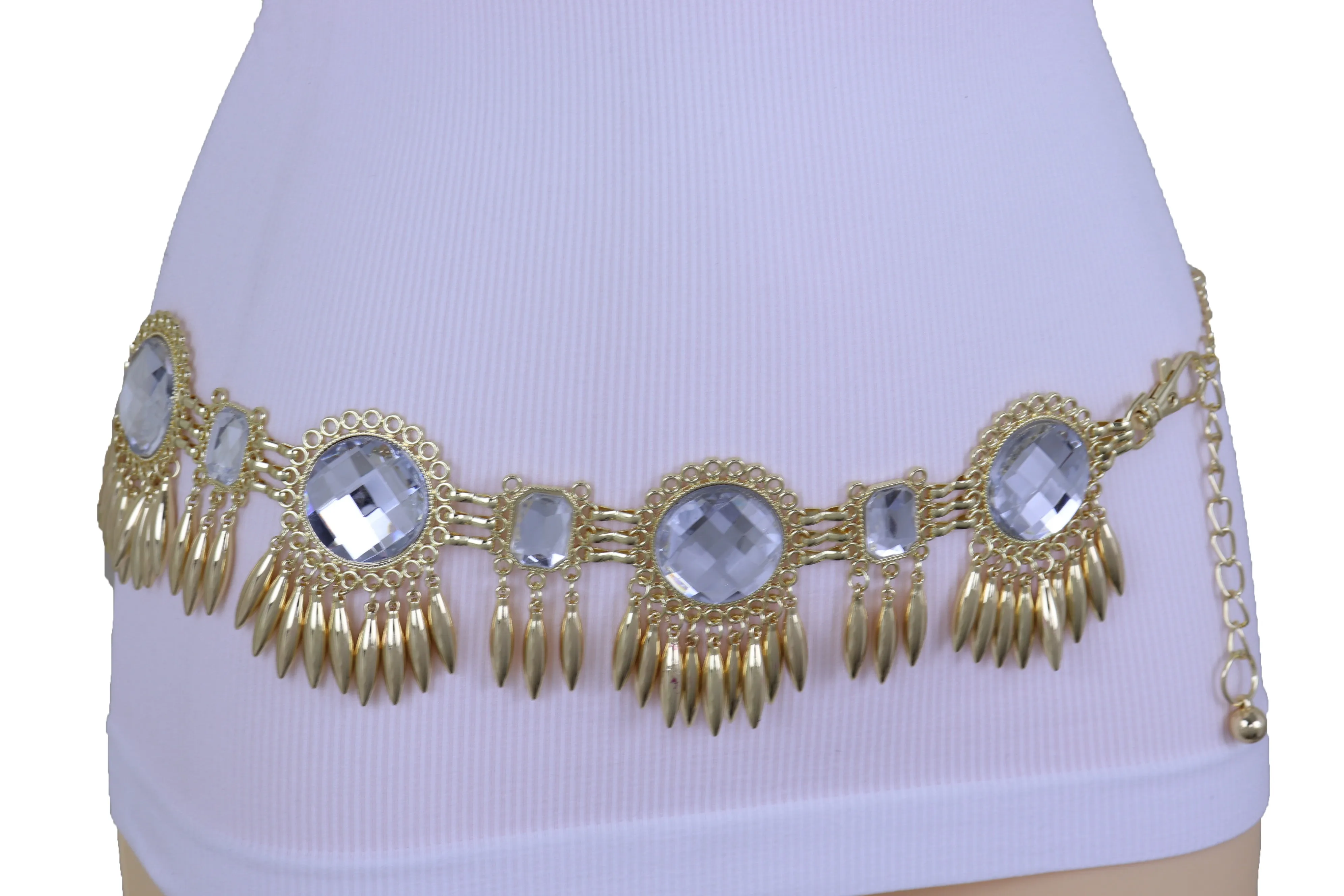 Women Fancy Elegant Fashion Belt Gold Metal Sun Flower Charm Hip High Waist Elegant Style Size S M
