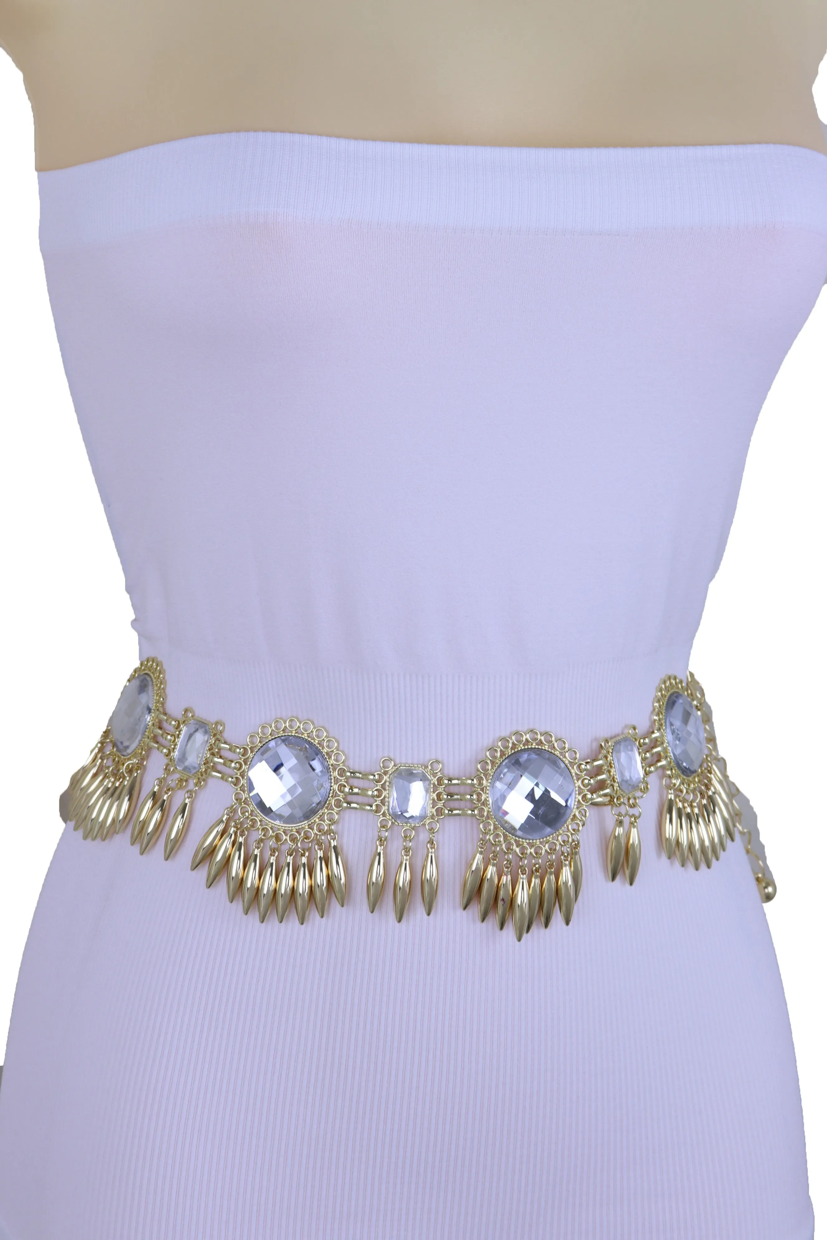 Women Fancy Elegant Fashion Belt Gold Metal Sun Flower Charm Hip High Waist Elegant Style Size S M