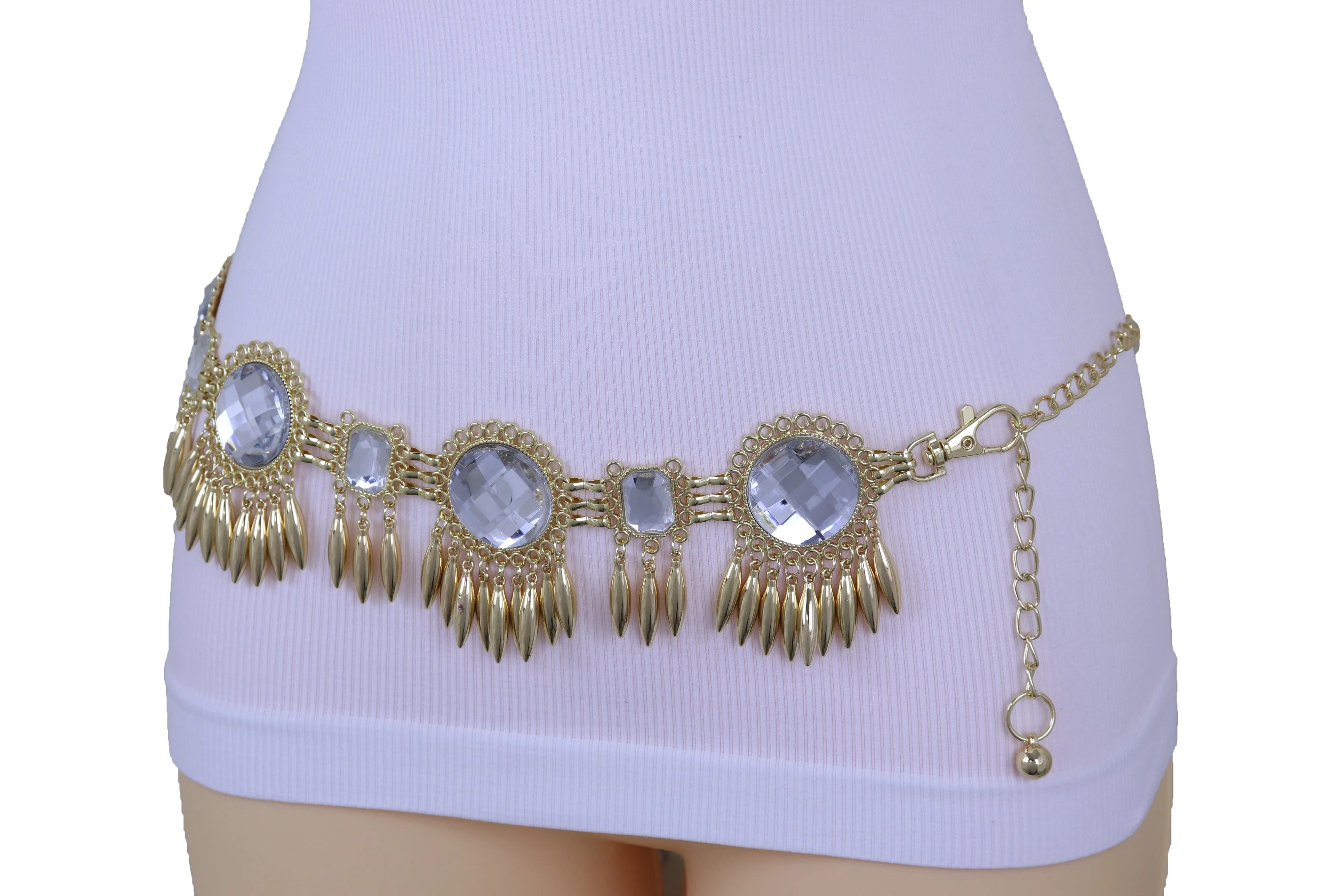 Women Fancy Elegant Fashion Belt Gold Metal Sun Flower Charm Hip High Waist Elegant Style Size S M
