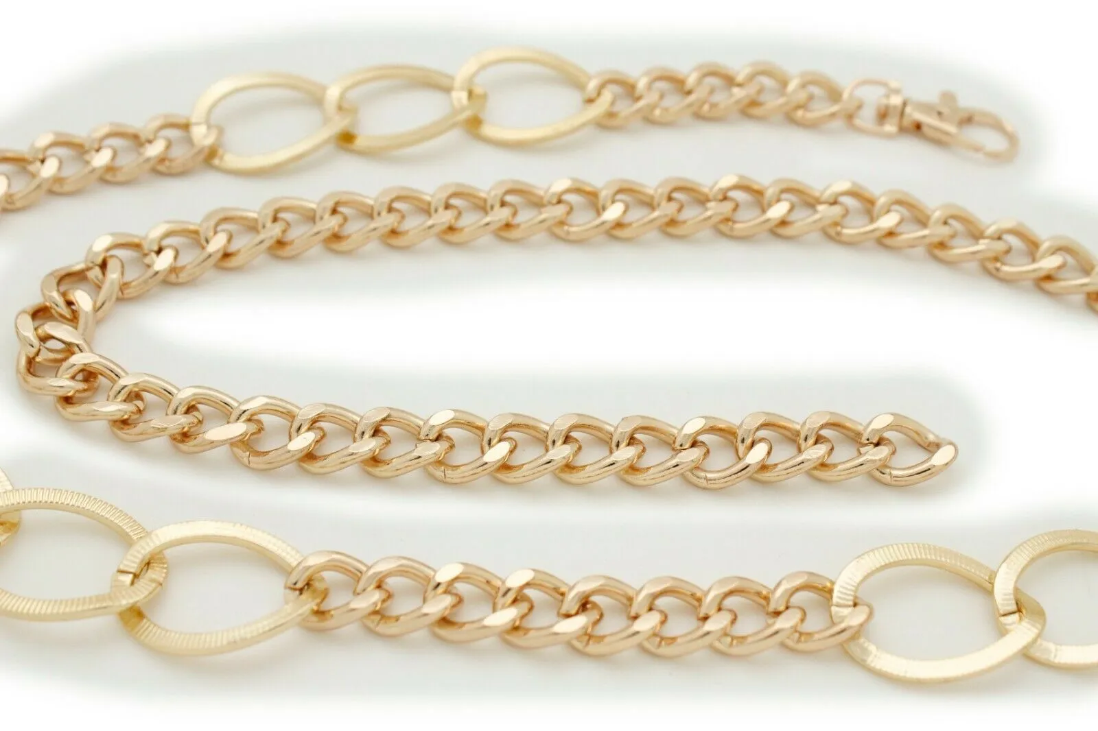 Women Gold Metal Chain Dressy Skinny Waistband Narrow Belt Hip Waist Size M L XL