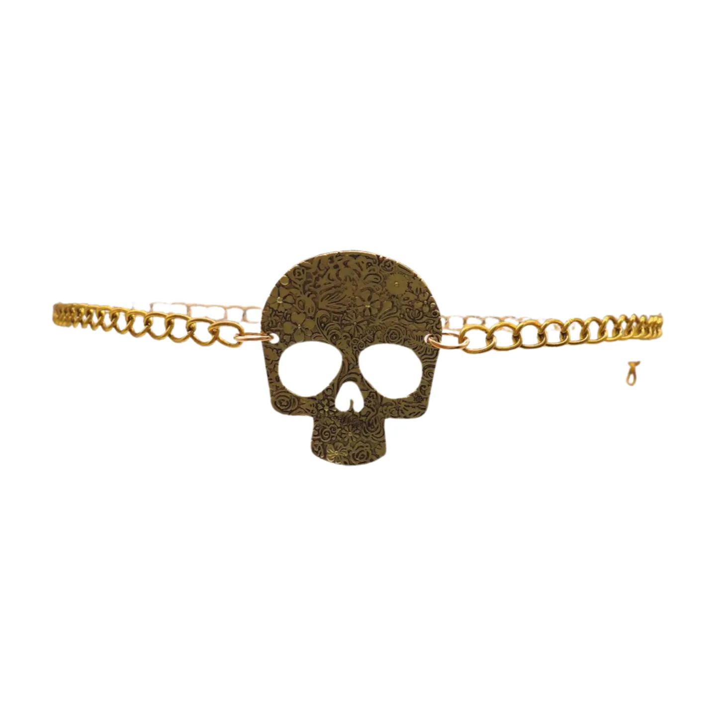 Women Gold Metal Chain Links Thin Fashion Belt Skull Charm Plus XL XXL