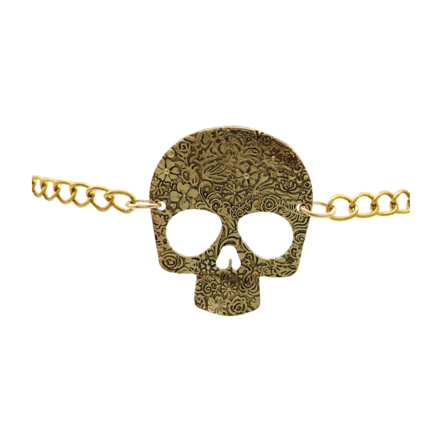 Women Gold Metal Chain Links Thin Fashion Belt Skull Charm Plus XL XXL