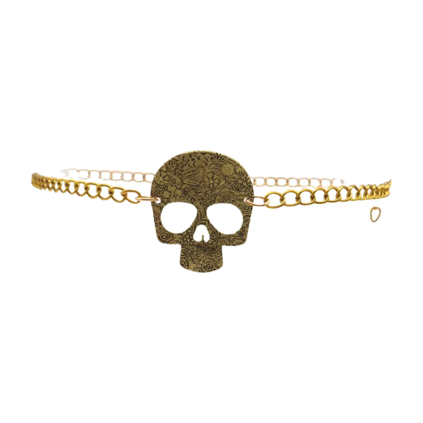 Women Gold Metal Chain Links Thin Fashion Belt Skull Charm Plus XL XXL