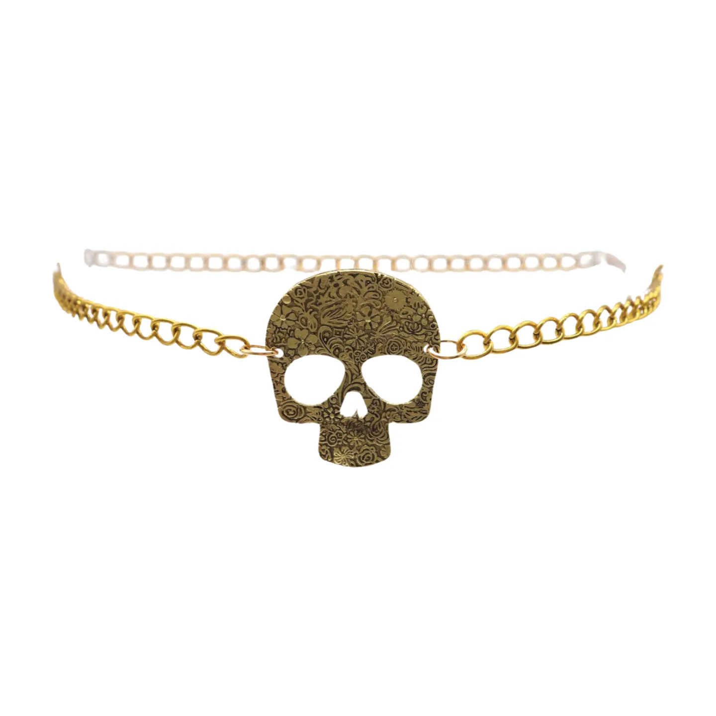 Women Gold Metal Chain Links Thin Fashion Belt Skull Charm Plus XL XXL