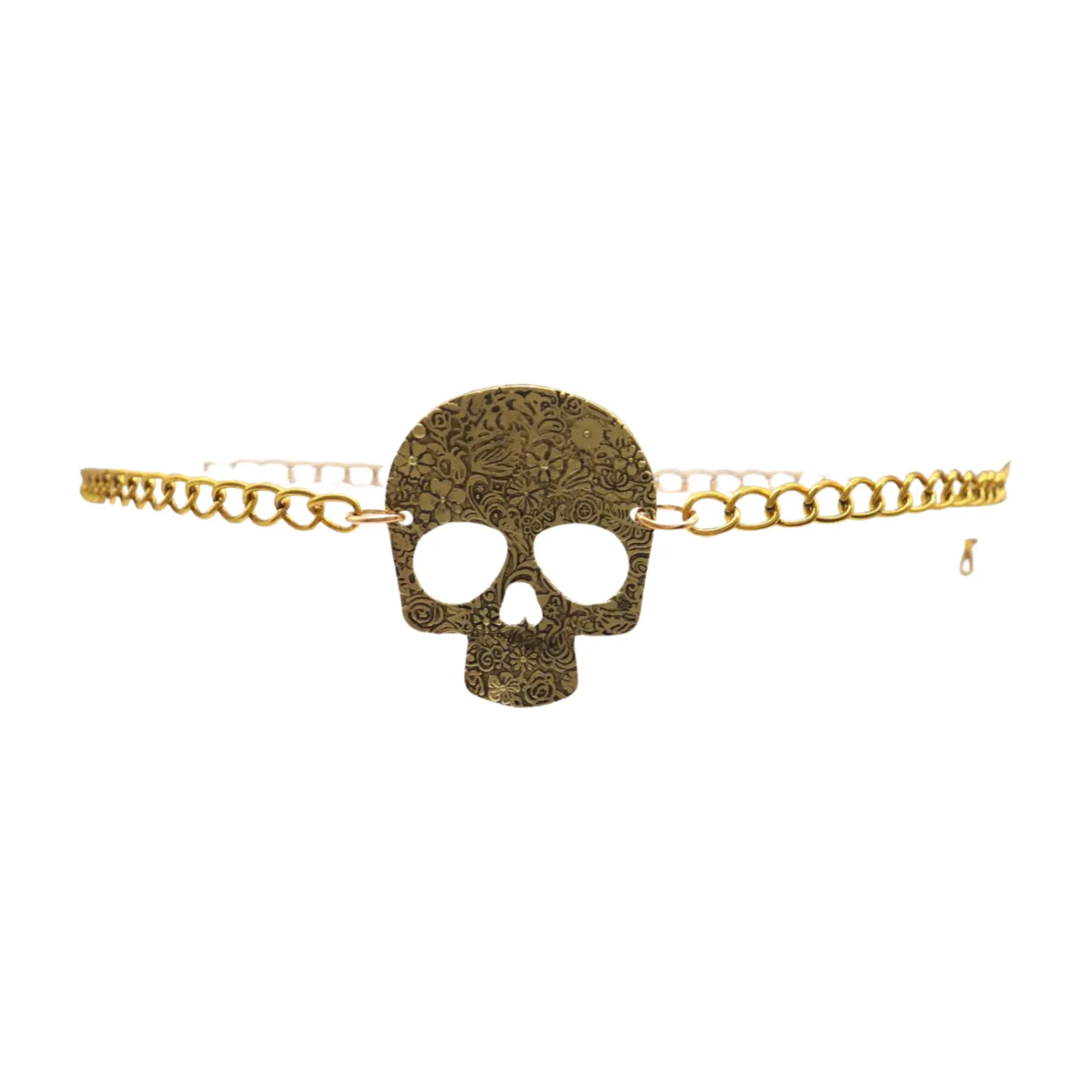 Women Gold Metal Chain Links Thin Fashion Belt Skull Charm Plus XL XXL