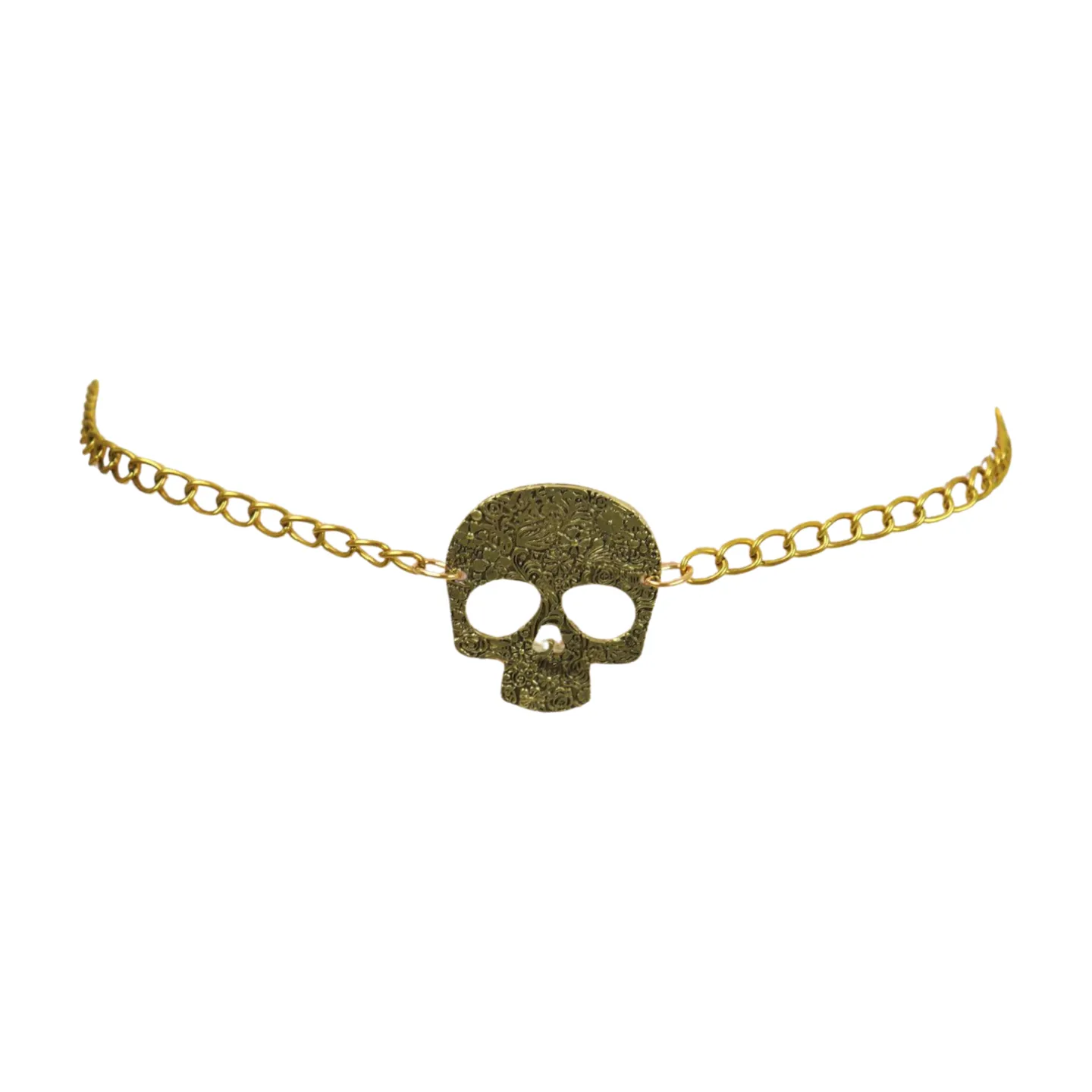 Women Gold Metal Chain Links Thin Fashion Belt Skull Charm Plus XL XXL