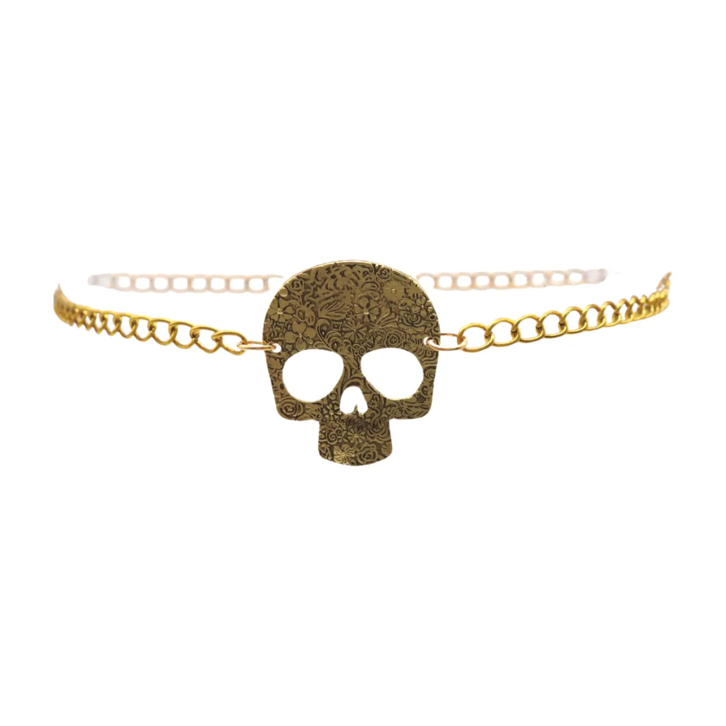 Women Gold Metal Chain Links Thin Fashion Belt Skull Charm Plus XL XXL
