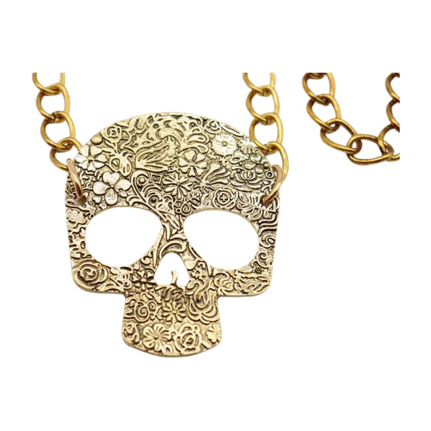 Women Gold Metal Chain Links Thin Fashion Belt Skull Charm Plus XL XXL