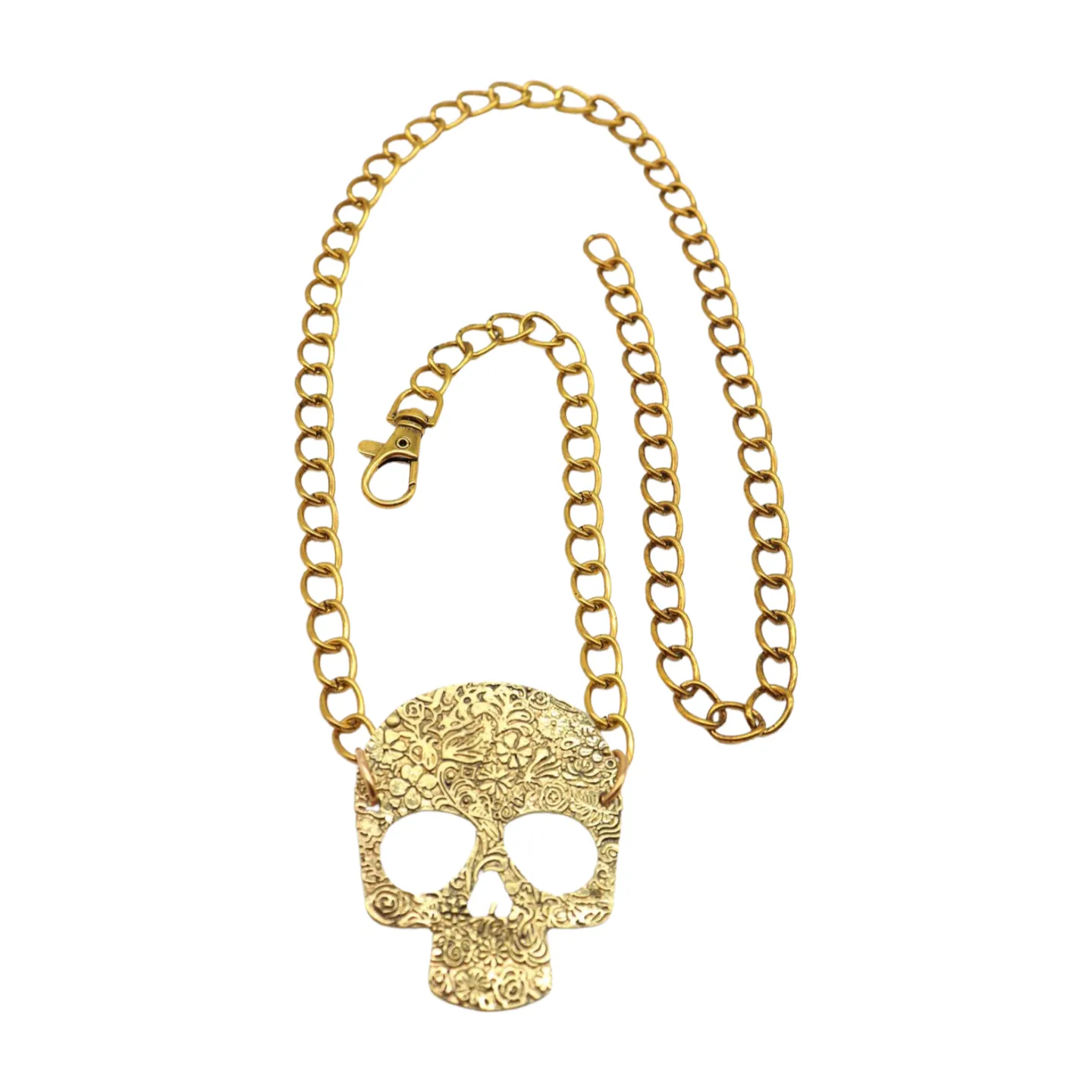 Women Gold Metal Chain Links Thin Fashion Belt Skull Charm Plus XL XXL