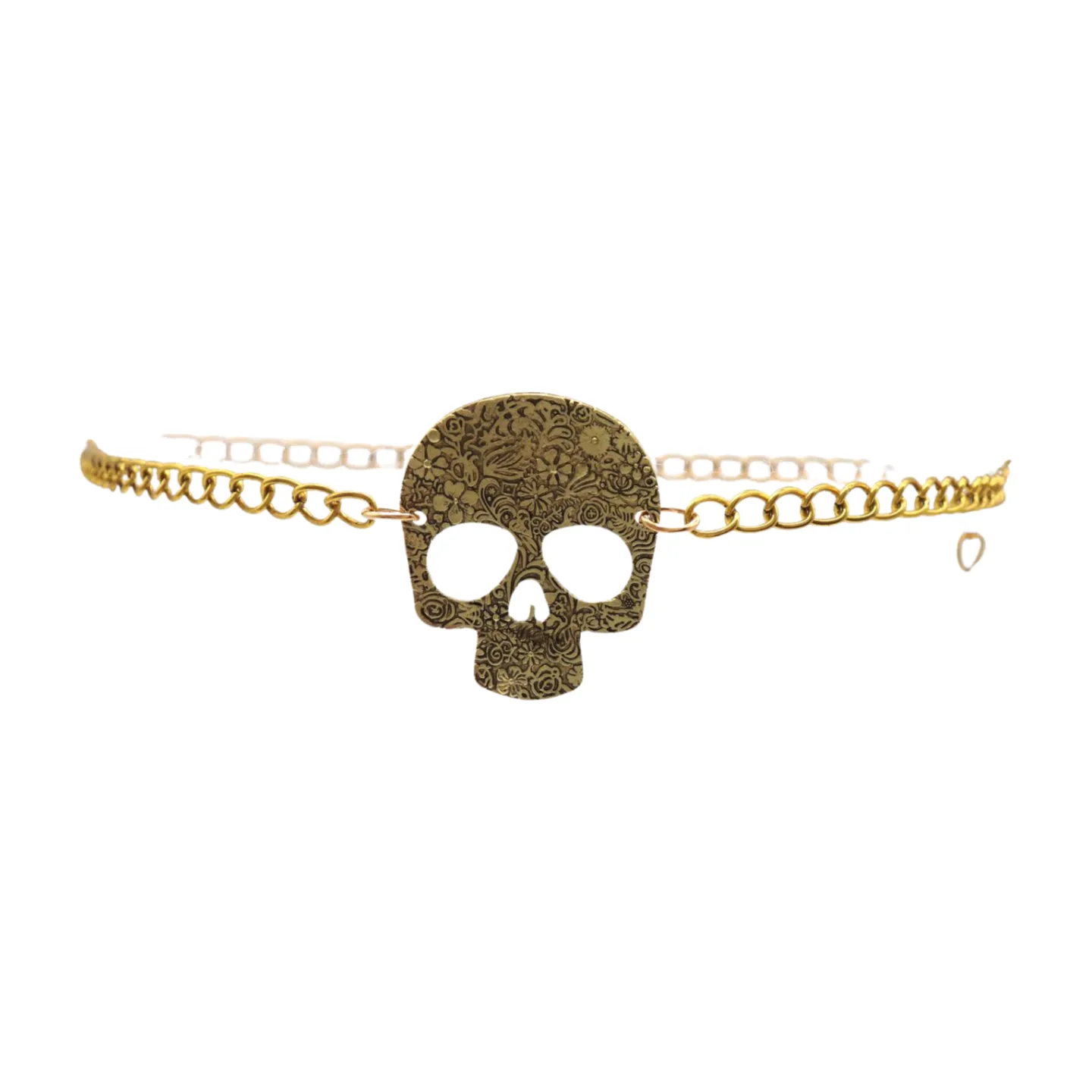 Women Gold Metal Chain Links Thin Fashion Belt Skull Charm Plus XL XXL