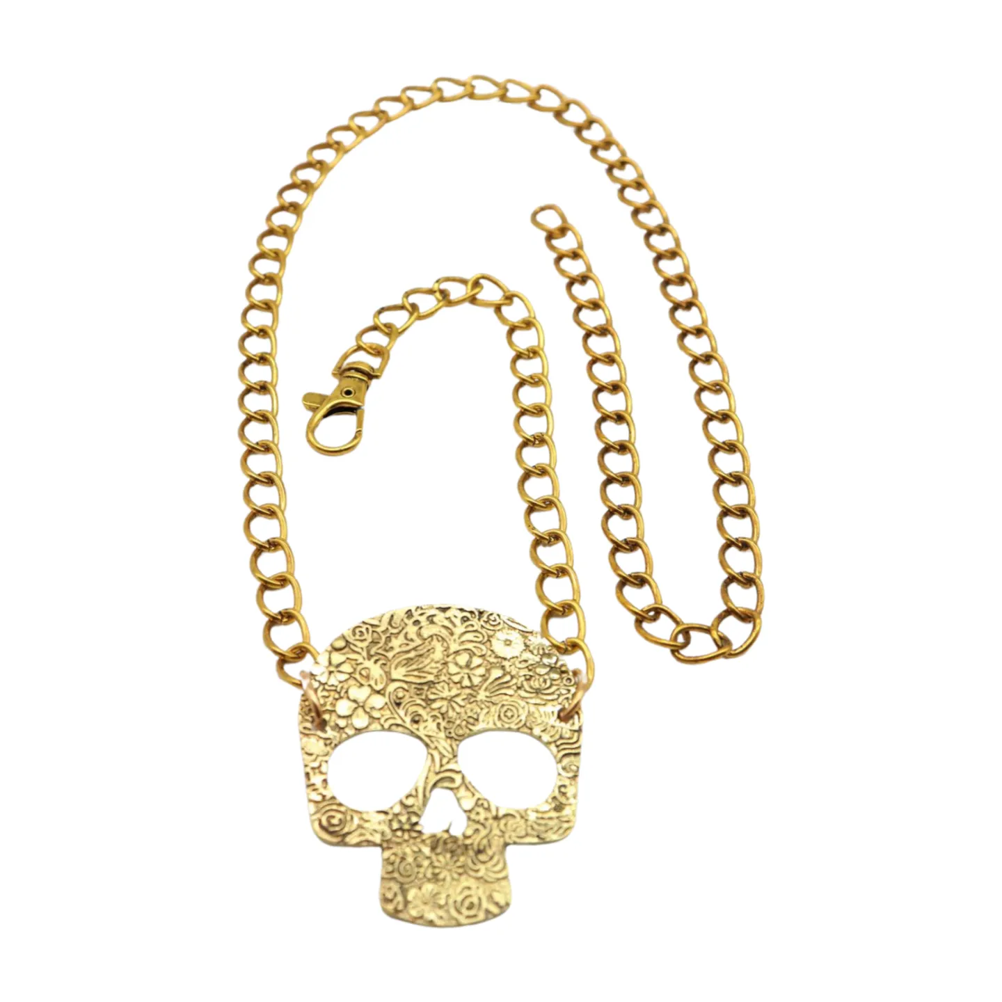 Women Gold Metal Chain Links Thin Fashion Belt Skull Charm Plus XL XXL