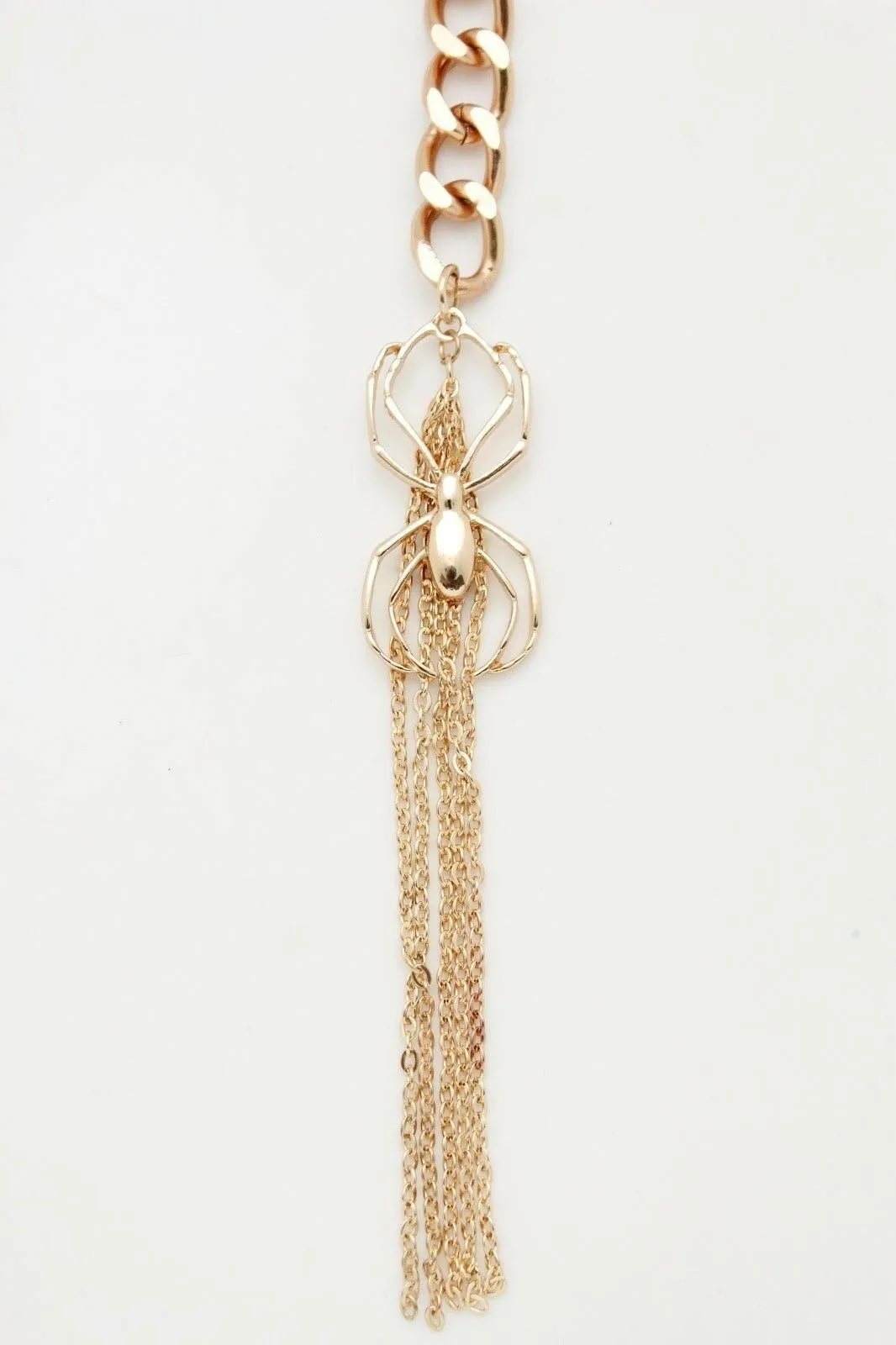 Women Gold Metal Chain Skinny Hip Waist Fashion Belt Spider Fringes Charm XS S M