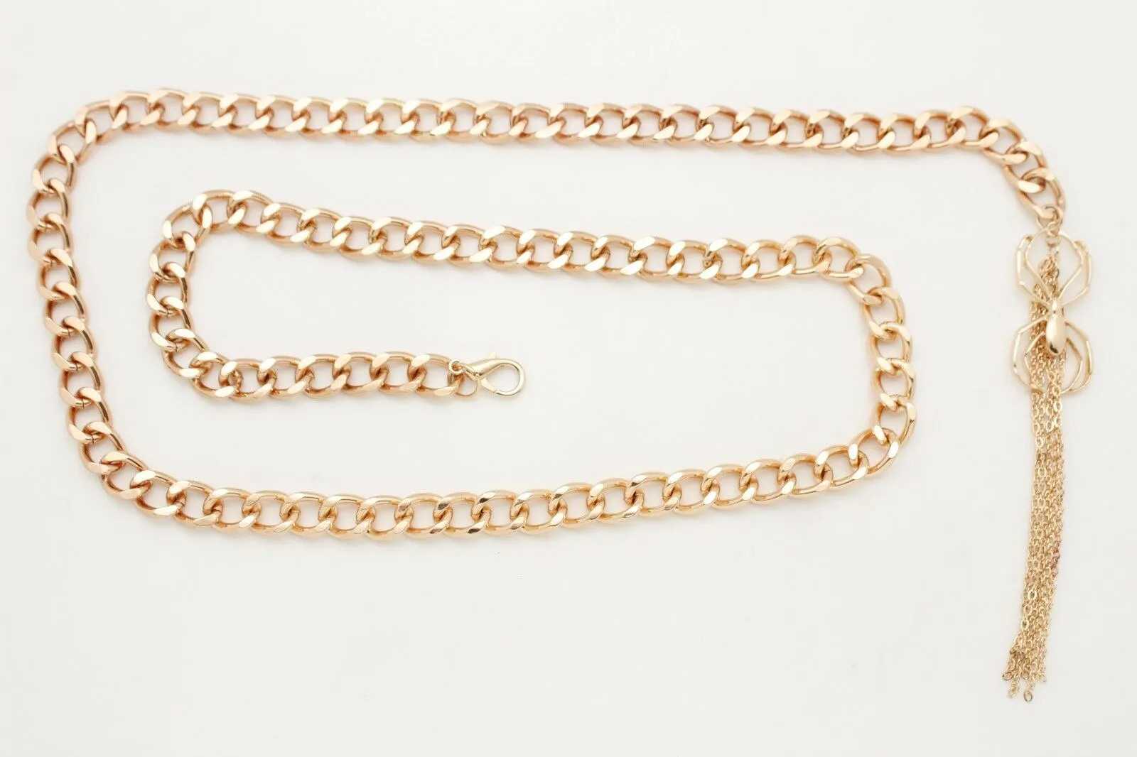 Women Gold Metal Chain Skinny Hip Waist Fashion Belt Spider Fringes Charm XS S M