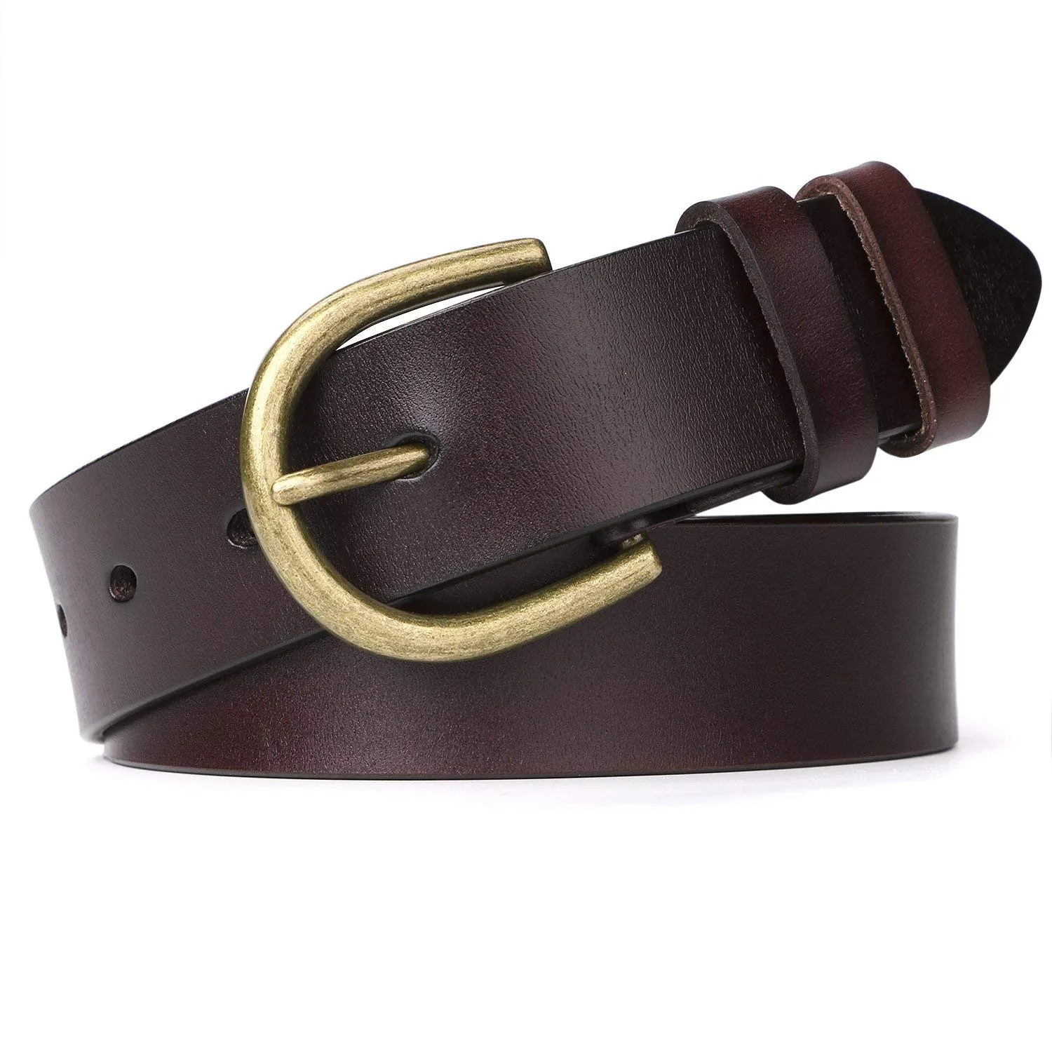 Women Leather Belt for Pants Dress Jeans Waist Belt with Brushed Alloy Buckle By JASGOOD