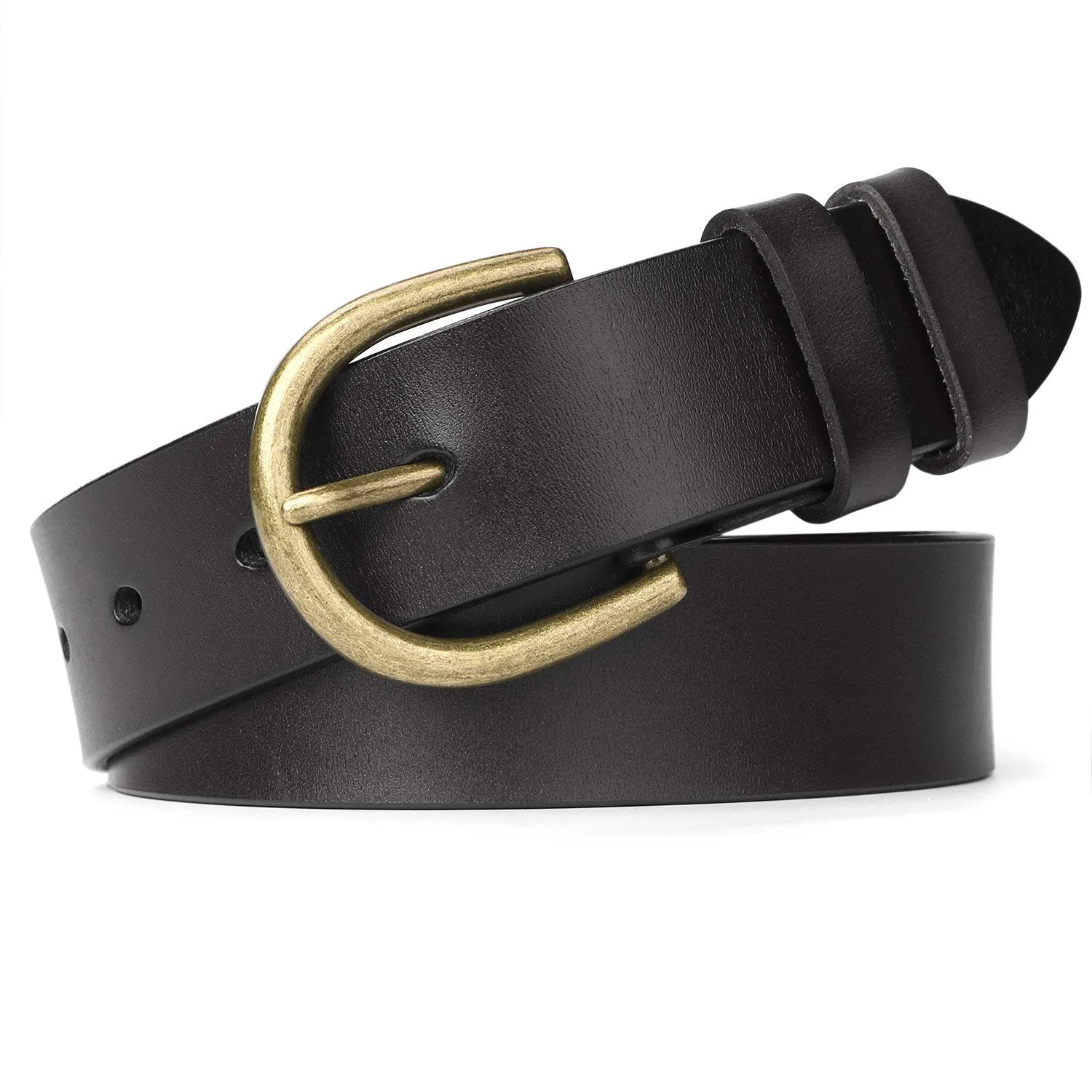Women Leather Belt for Pants Dress Jeans Waist Belt with Brushed Alloy Buckle By JASGOOD