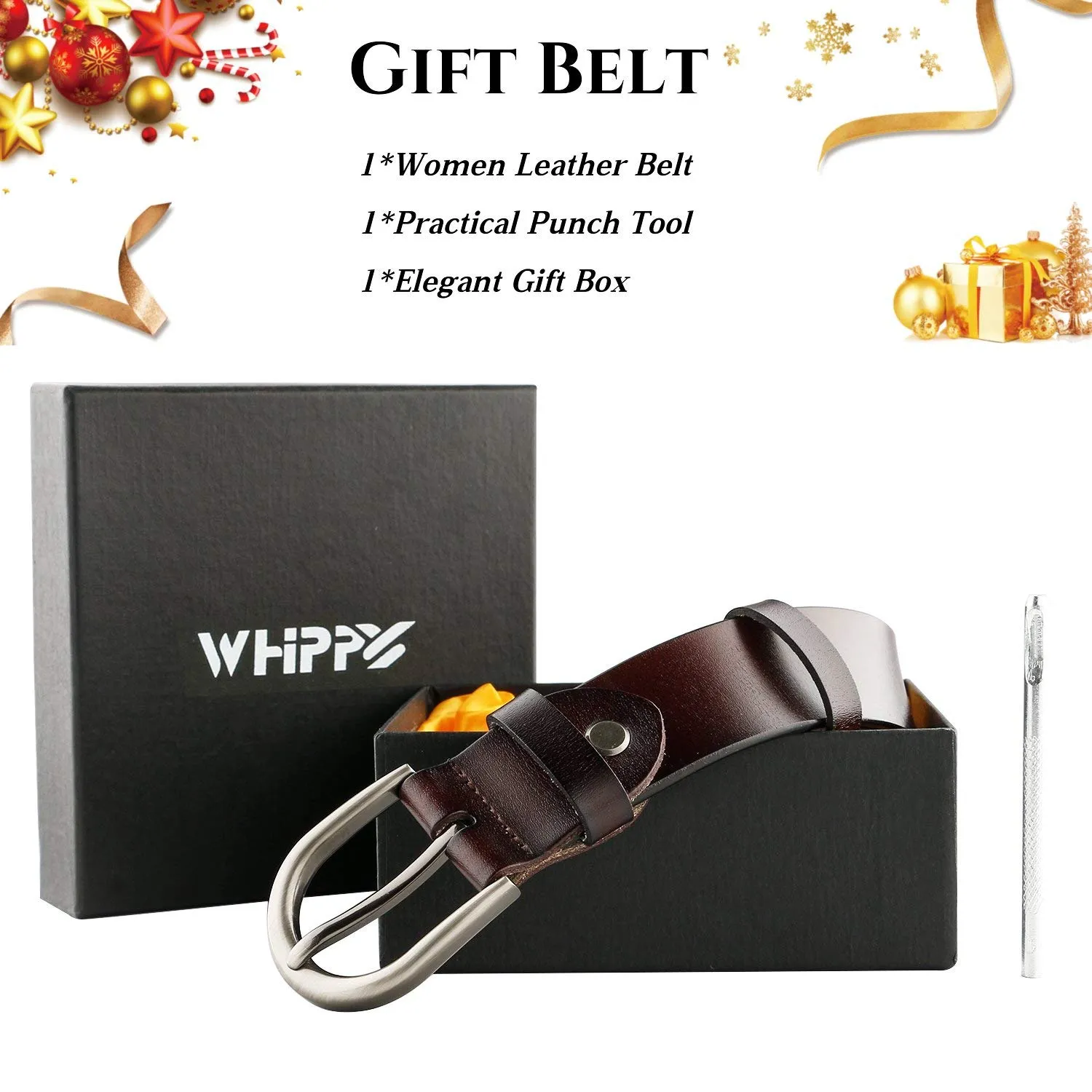 Women Leather Belt for Pants Dress Jeans Waist Belt with Brushed Alloy Buckle By JASGOOD