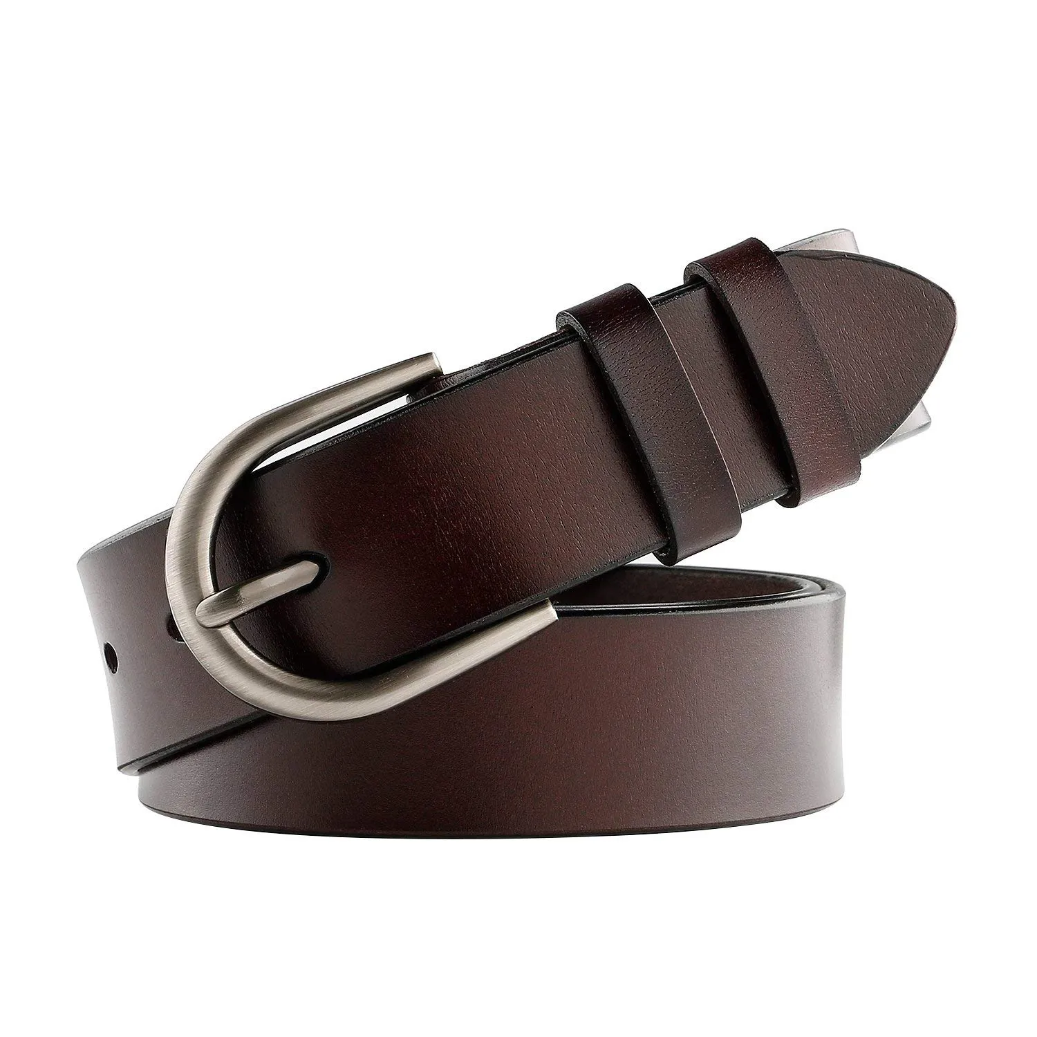 Women Leather Belt for Pants Dress Jeans Waist Belt with Brushed Alloy Buckle By JASGOOD