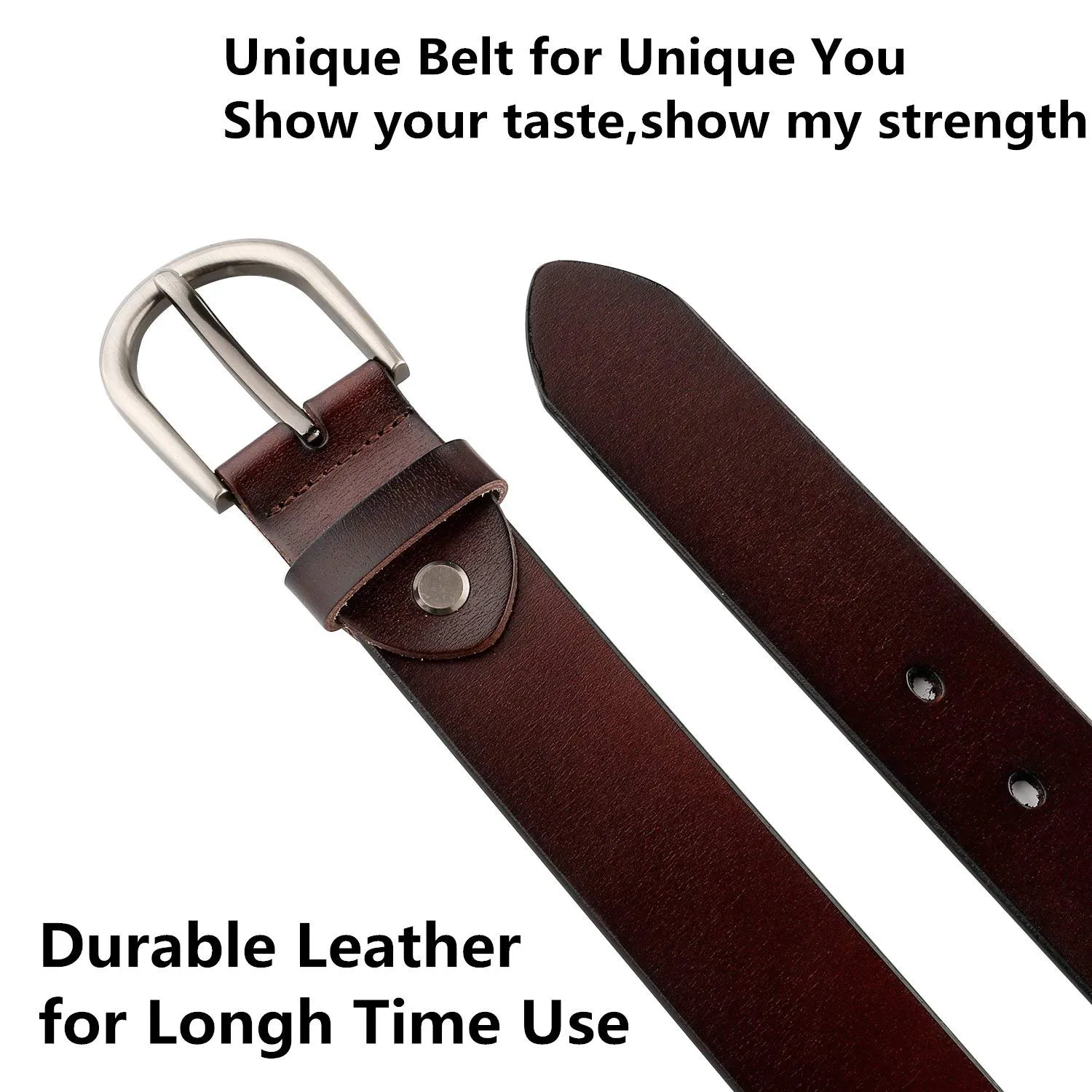 Women Leather Belt for Pants Dress Jeans Waist Belt with Brushed Alloy Buckle By JASGOOD