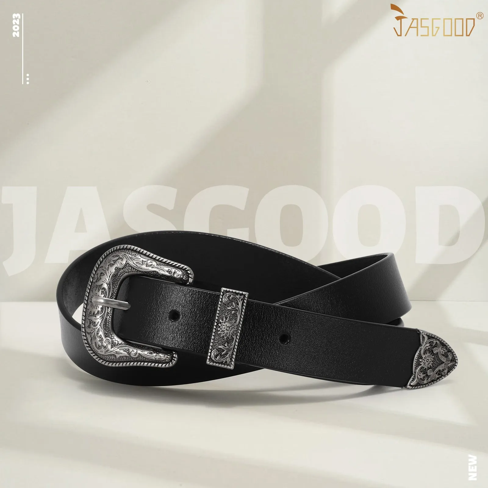 Women Leather Belt for Pants Dress Jeans Waist Belt with Brushed Alloy Buckle By JASGOOD