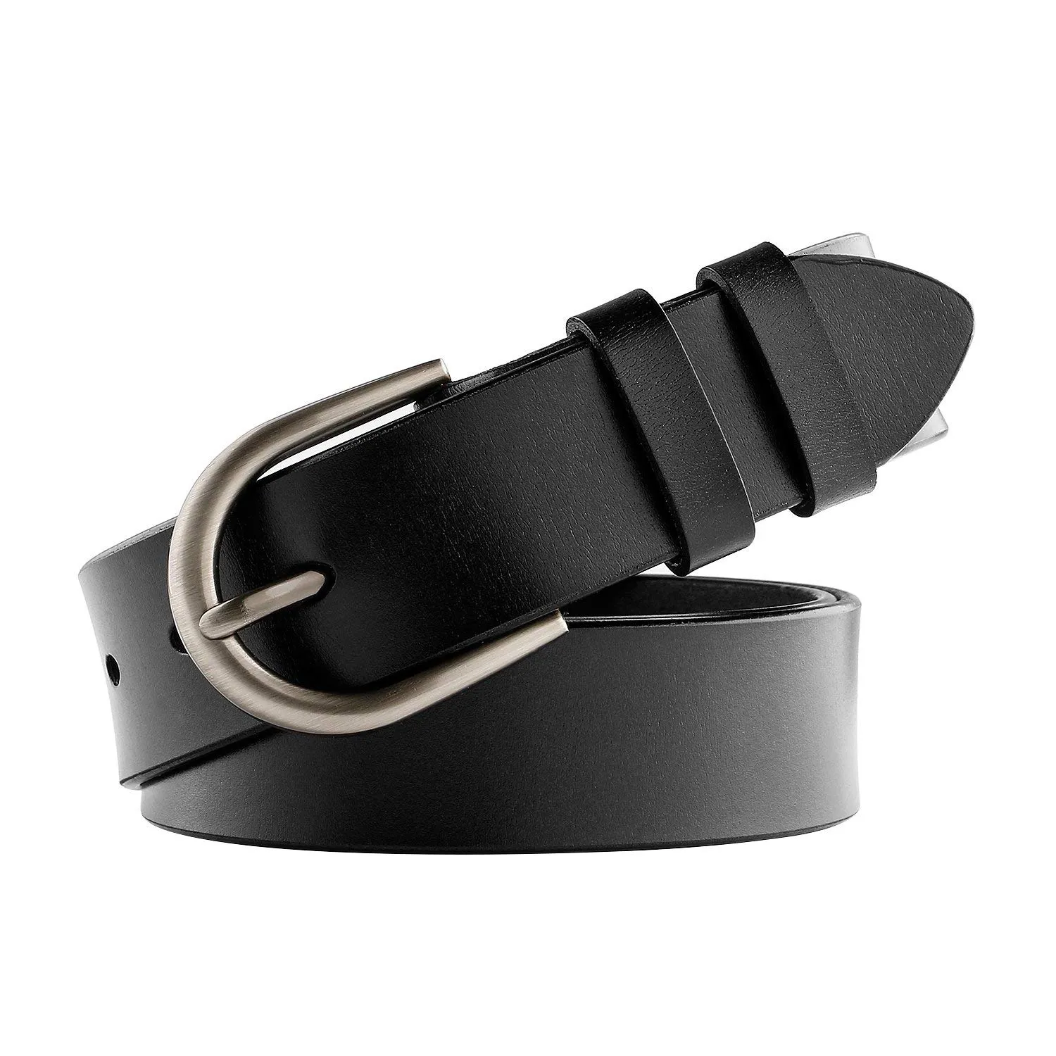 Women Leather Belt for Pants Dress Jeans Waist Belt with Brushed Alloy Buckle By JASGOOD