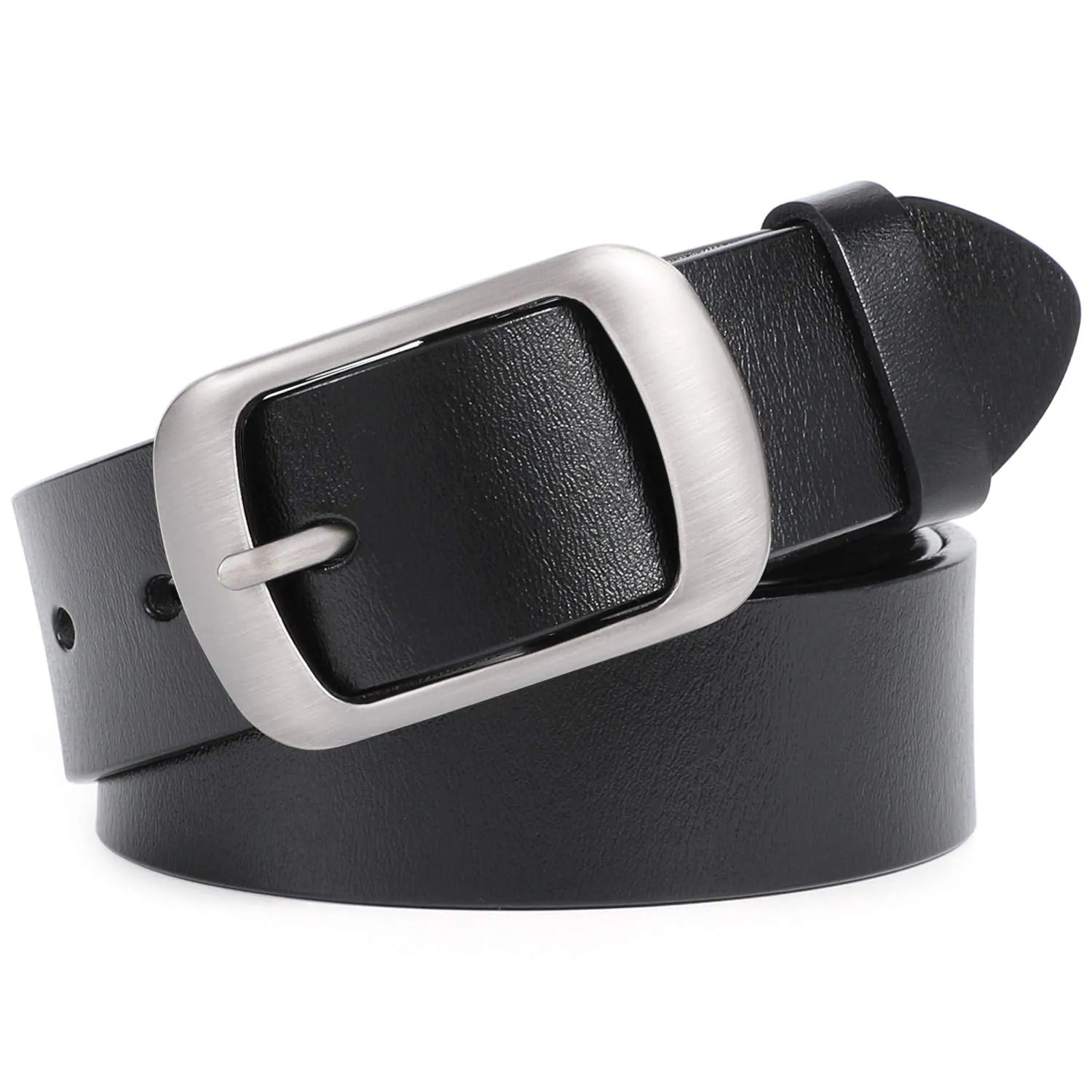 Women Leather Belts for Jeans Pants Fashion Dress Belt for Women with Solid Pin Buckle