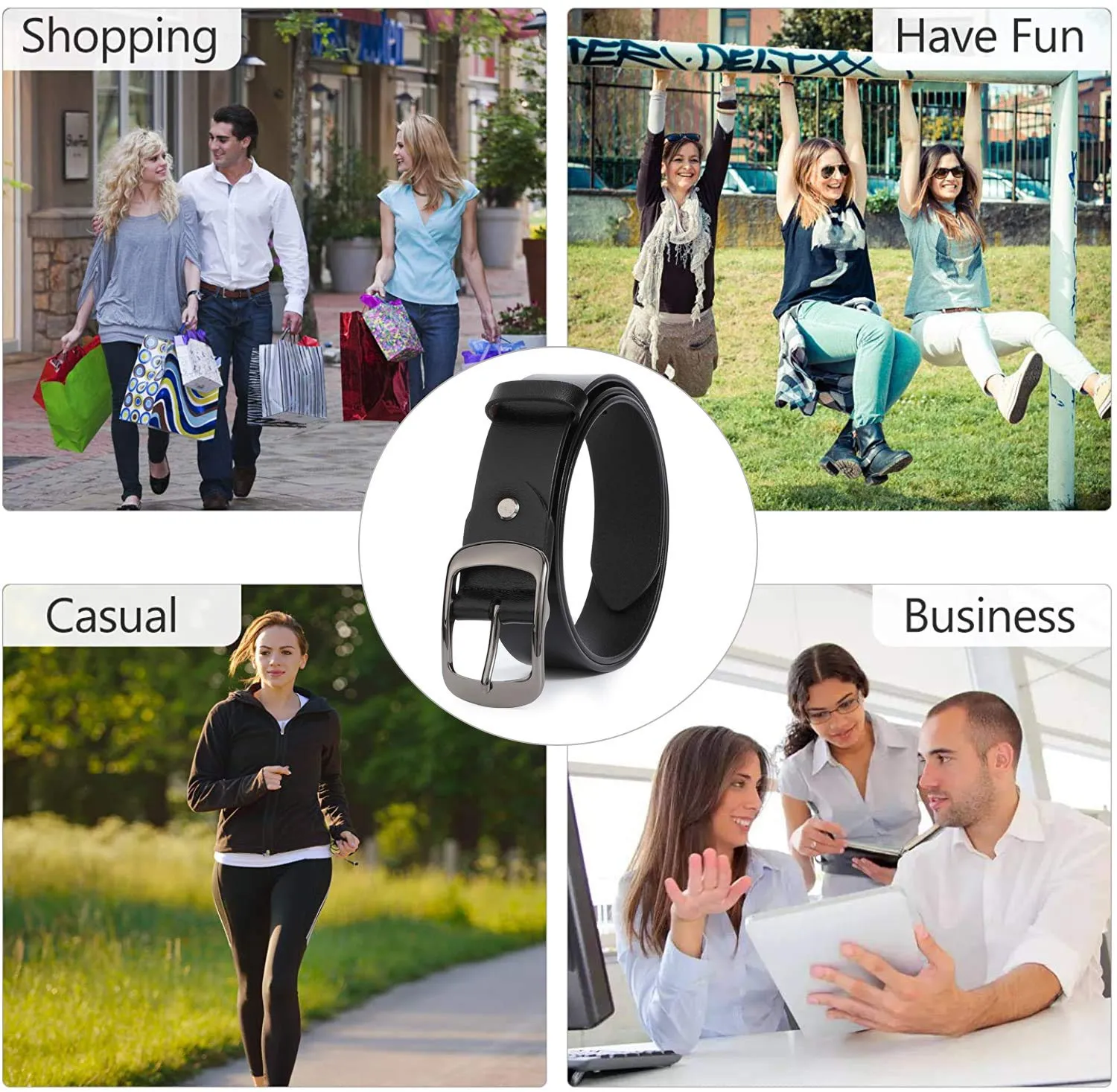 Women Leather Belts for Jeans Pants Fashion Dress Belt for Women with Solid Pin Buckle
