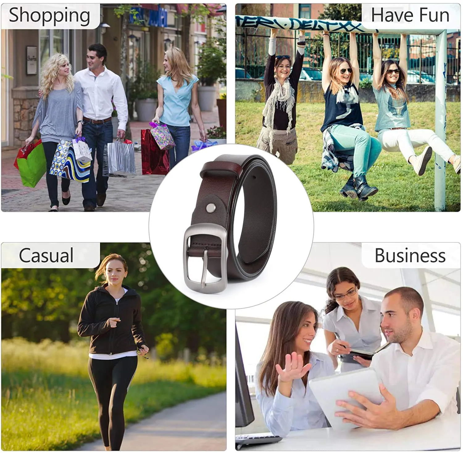 Women Leather Belts for Jeans Pants Fashion Dress Belt for Women with Solid Pin Buckle