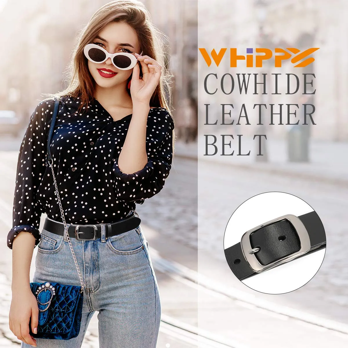 Women Leather Belts for Jeans Pants Fashion Dress Belt for Women with Solid Pin Buckle