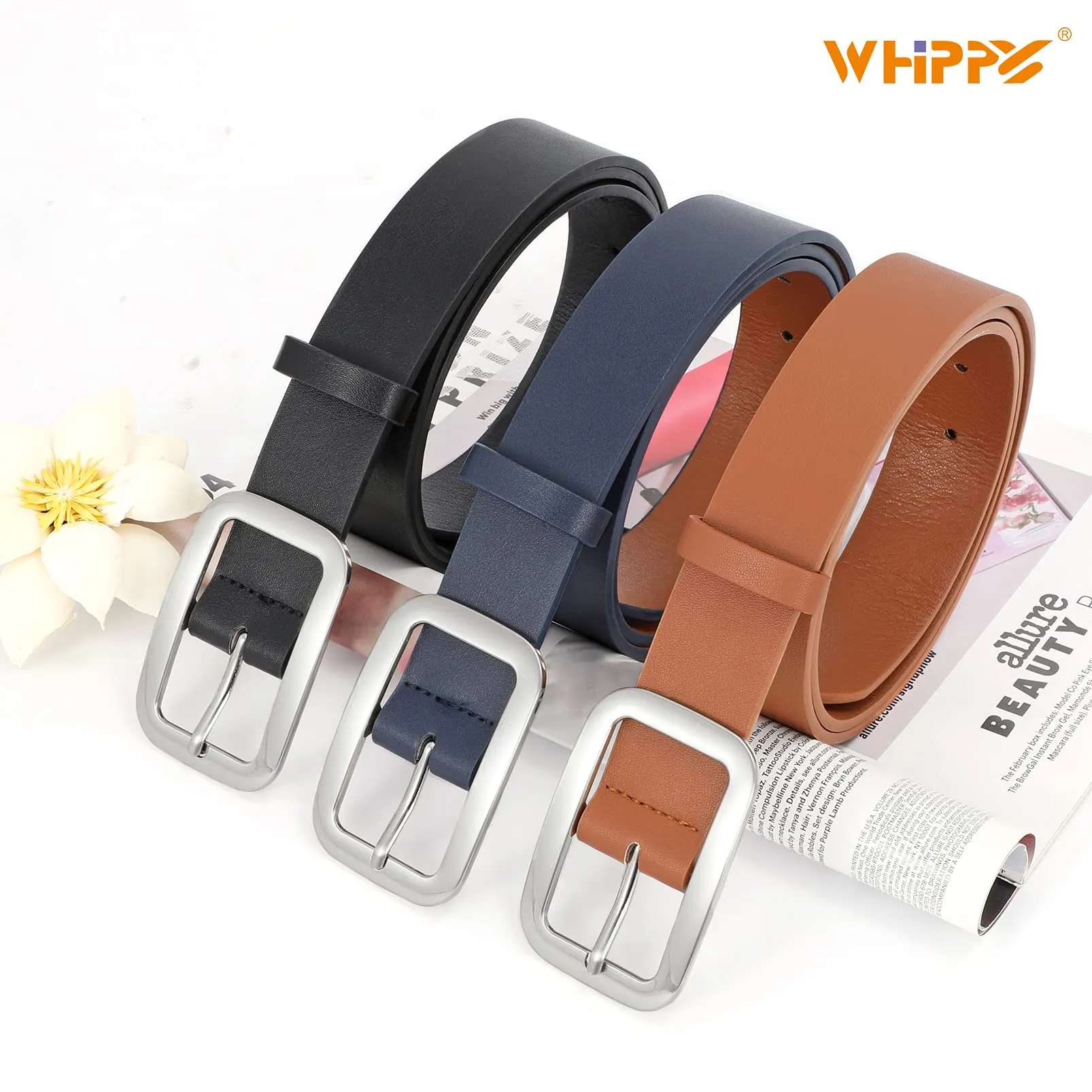 Women Leather Belts for Jeans Pants Fashion Dress Belt for Women with Solid Pin Buckle