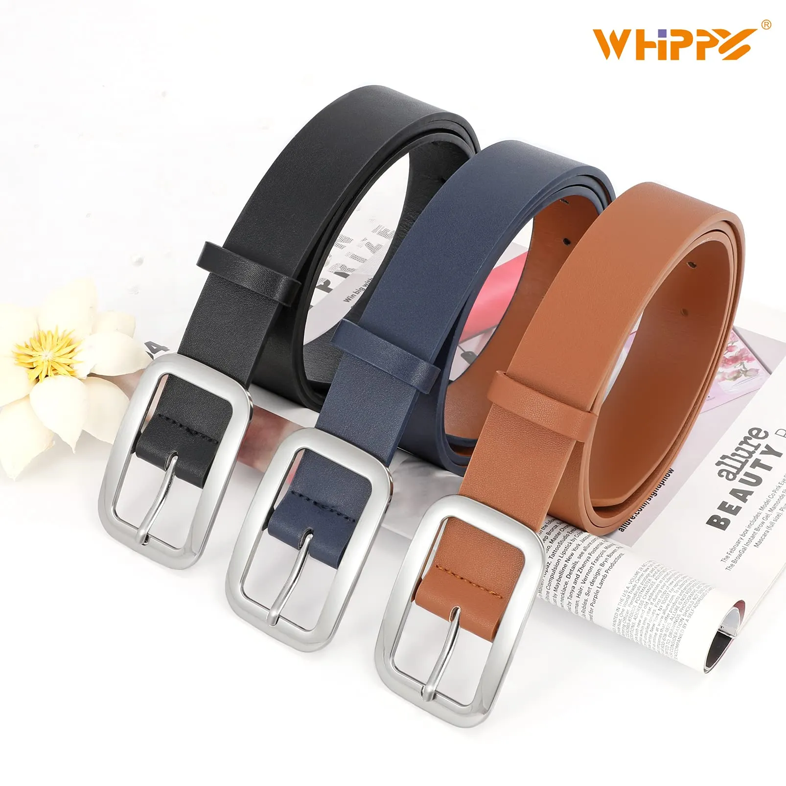 Women Leather Belts for Jeans Pants Fashion Dress Belt for Women with Solid Pin Buckle