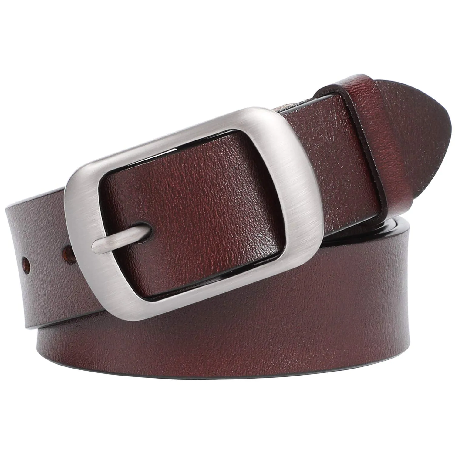 Women Leather Belts for Jeans Pants Fashion Dress Belt for Women with Solid Pin Buckle