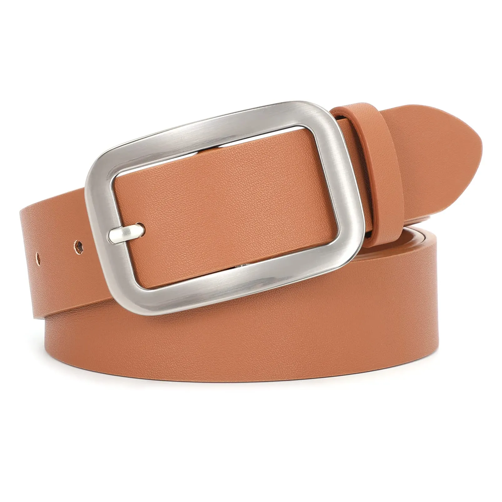 Women Leather Belts for Jeans Pants Fashion Dress Belt for Women with Solid Pin Buckle