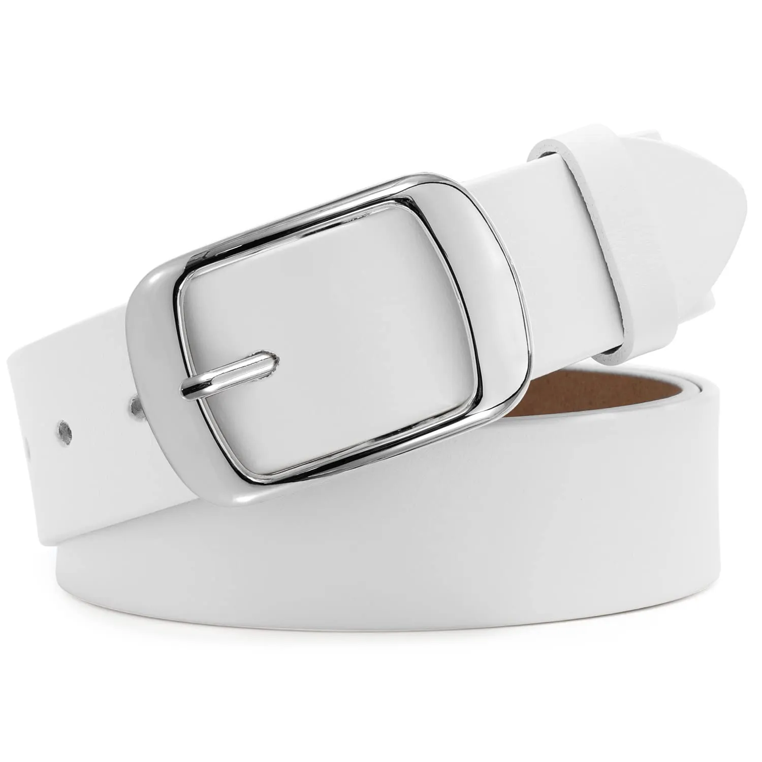 Women Leather Belts for Jeans Pants Fashion Dress Belt for Women with Solid Pin Buckle
