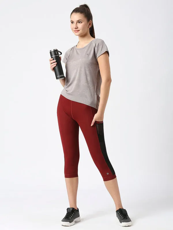 Women Maroon Solid Capri - WONDER CROP - MR