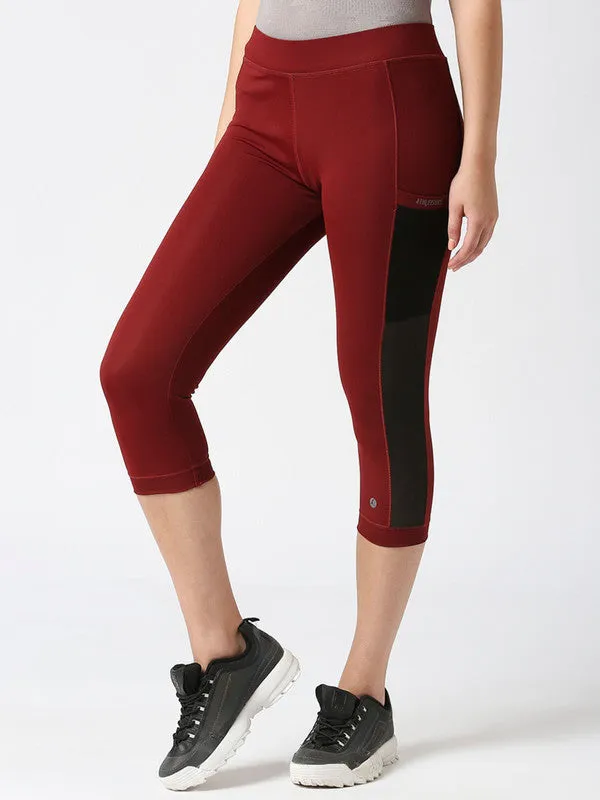 Women Maroon Solid Capri - WONDER CROP - MR